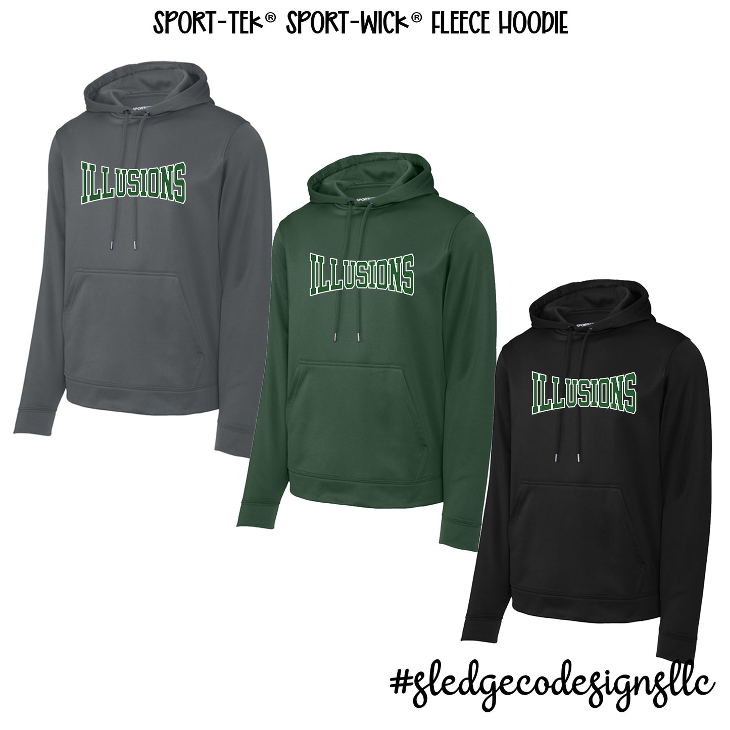 ILLUSIONS SOFTBALL | GREEN LOGO | Sport-Wick DRI-FIT Fleece Hoodie