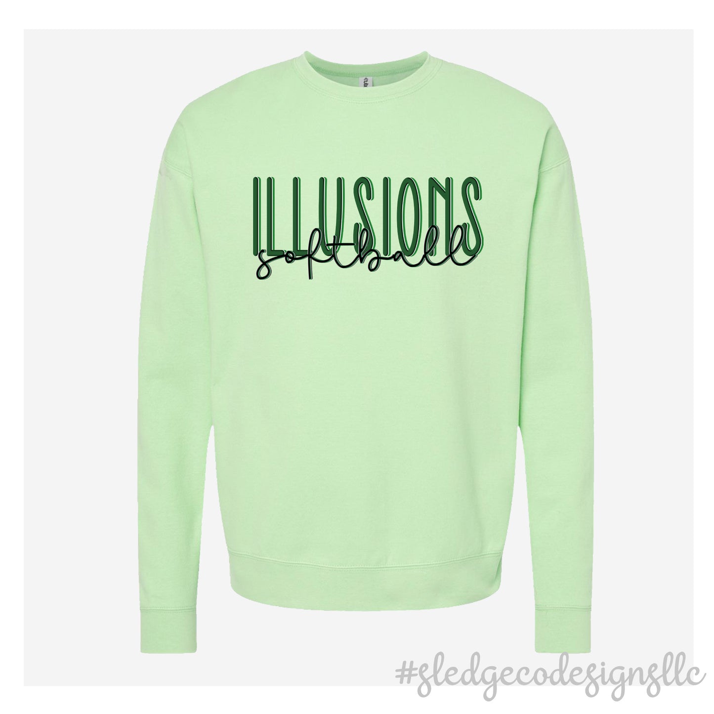 Illusions Softball | DUO MINT GREEN | CUSTOM UNISEX SWEATSHIRT