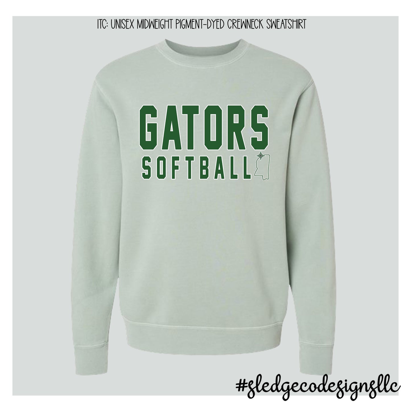 Lake Cormorant Fast Pitch Softball | ITC | Midweight Pigment-Dyed Crewneck Sweatshirt