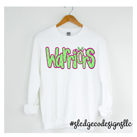 WARRIORS | DOTTED PINK & GREEN BUBBLE | UNISEX SWEATSHIRT