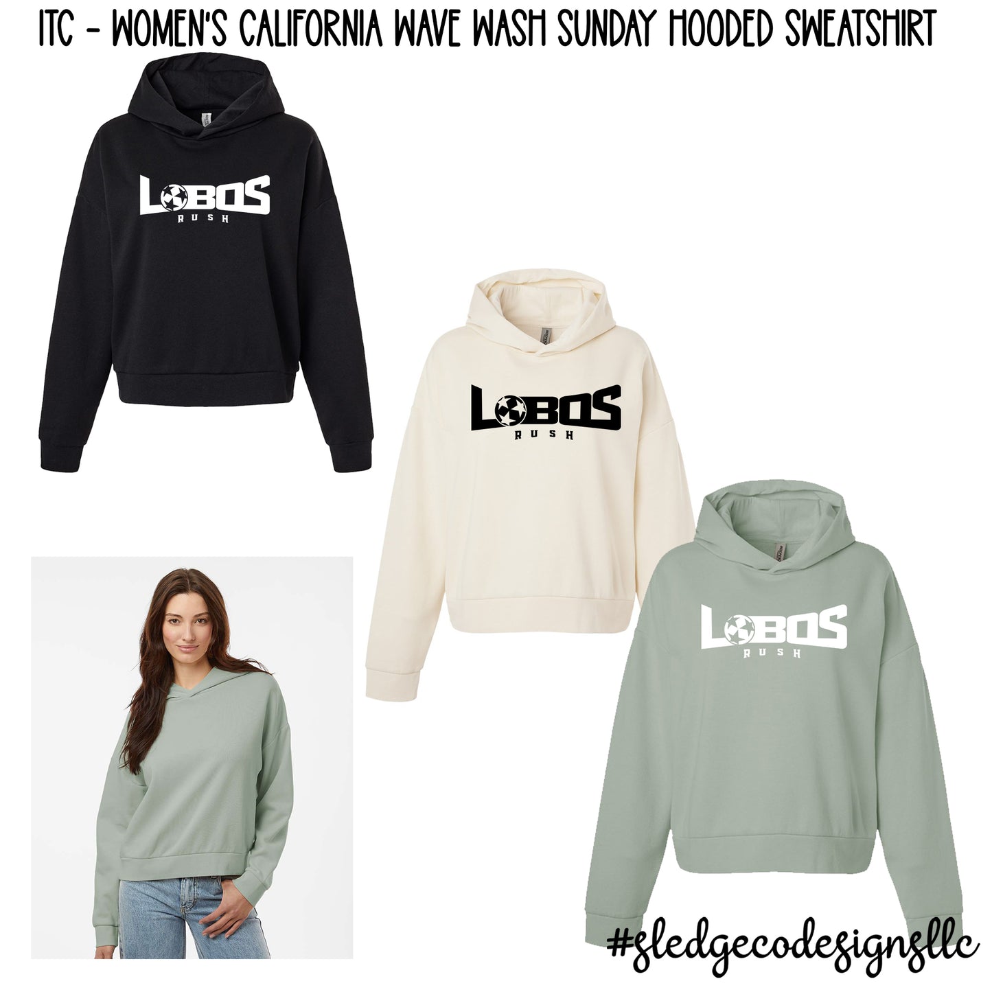 LOBOS RUSH SOCCER | Women's California Wave Wash Sunday Hooded Sweatshirt
