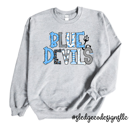 BLUE DEVILS DOODLE | HANDDRAWN DOODLE | SWEATSHIRT | UNISEX