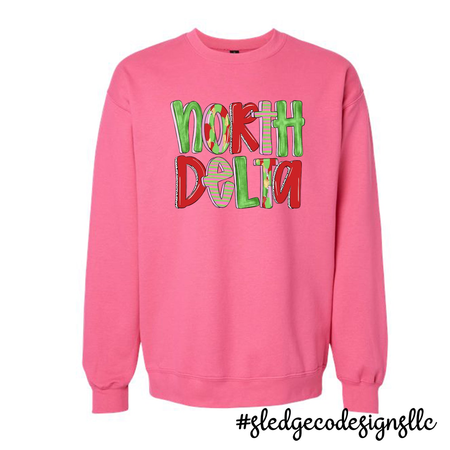 NORTH DELTA | RED & GREEN DOODLE | CUSTOM UNISEX SWEATSHIRT