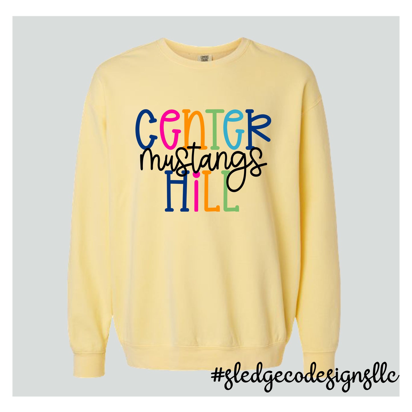 CENTER HILL MUSTANGS | COLORFUL | COMFORT COLORS LIGHT WEIGHT SWEATSHIRT