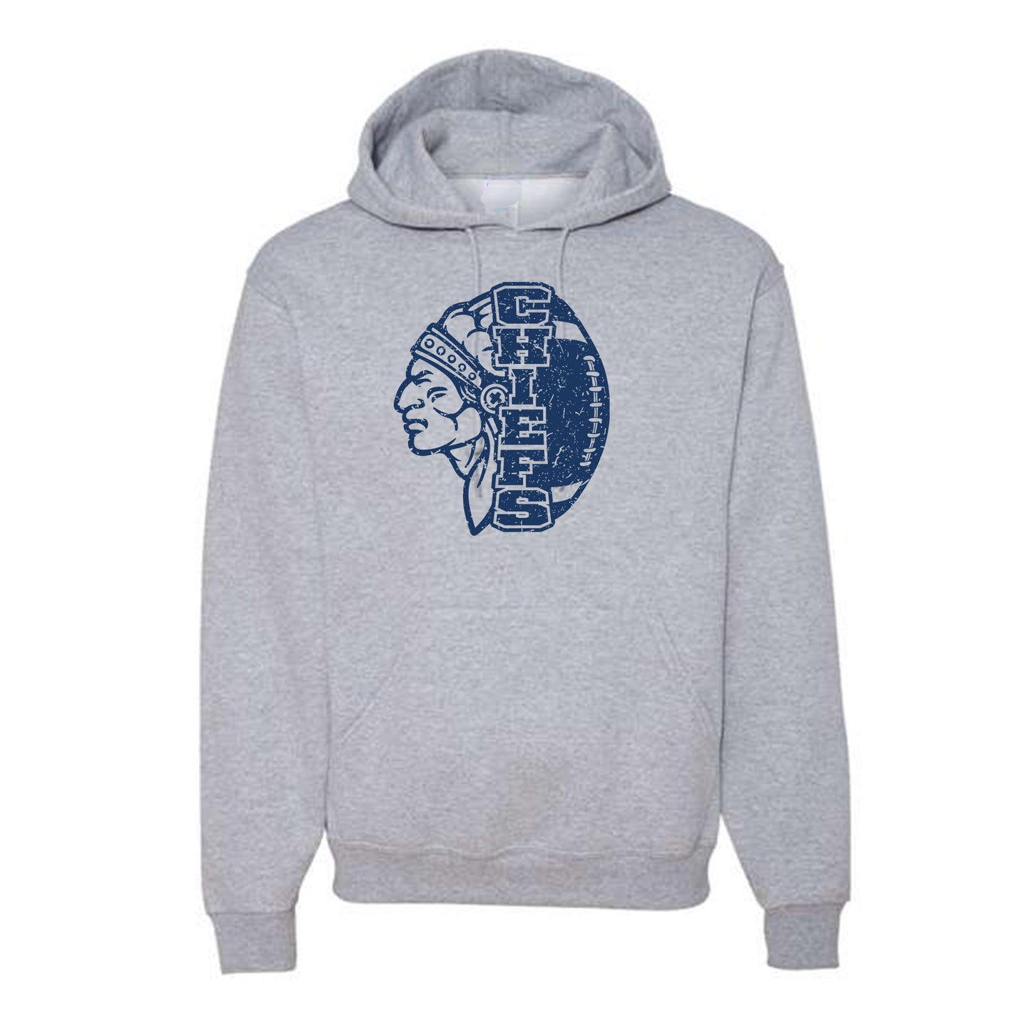CHIEFS FOOTBALL DISTRESSED | CUSTOM GREY HOODIE