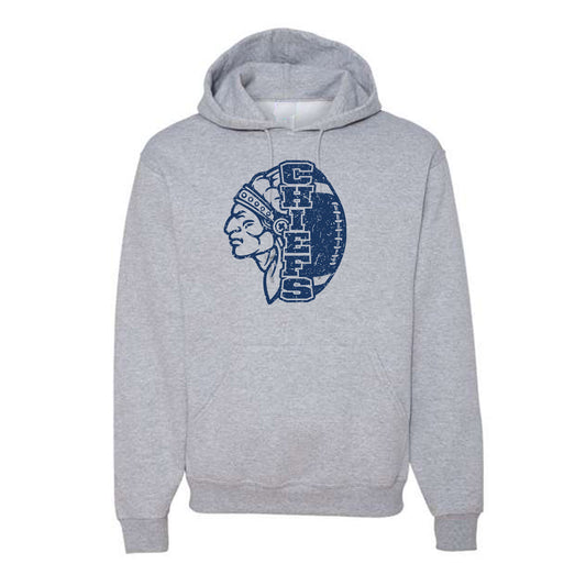 CHIEFS FOOTBALL DISTRESSED | CUSTOM GREY HOODIE
