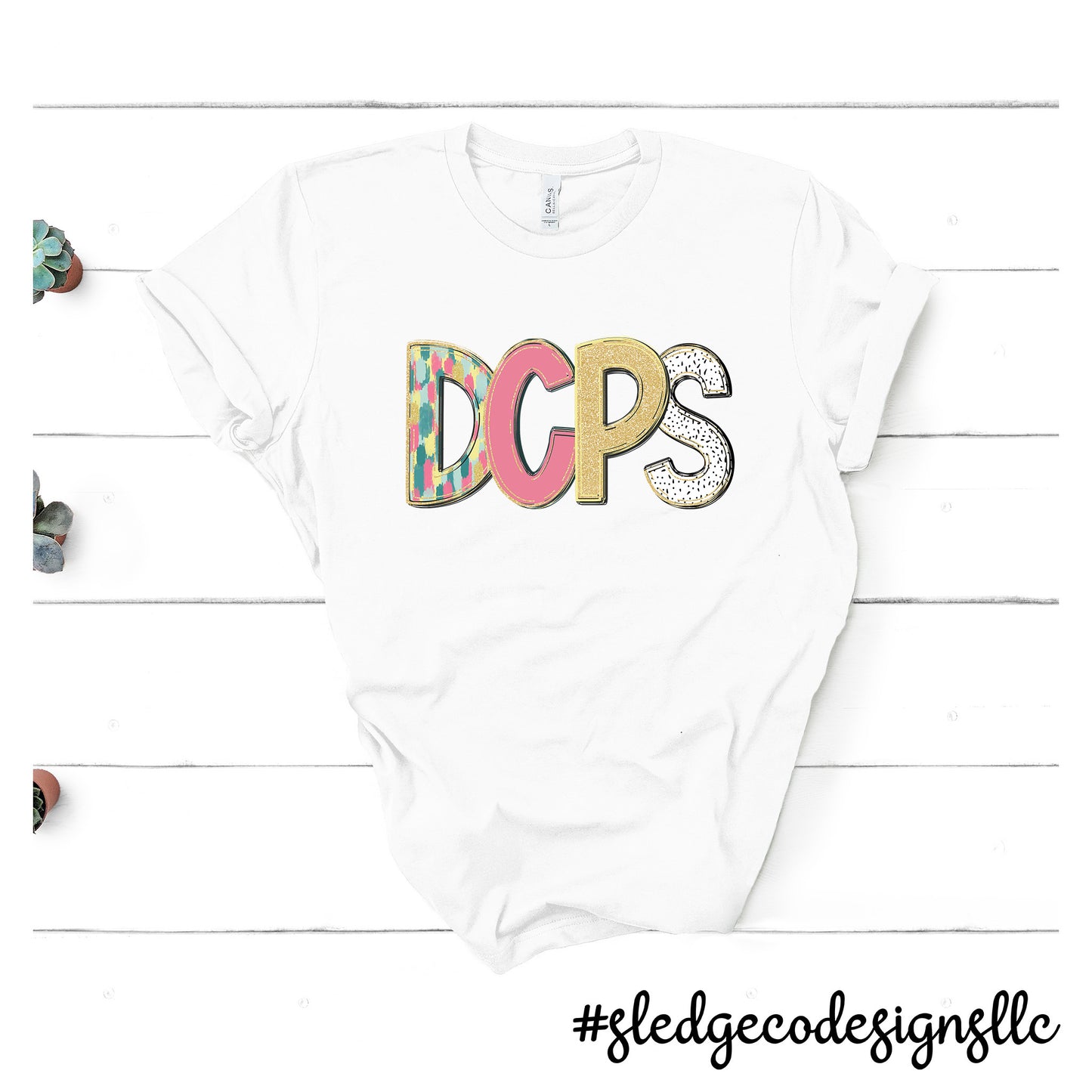 DESOTO CENTRAL PRIMARY SCHOOL | DCPS | HAND DRAWN SPRING DOODLE |  Custom Unisex Tshirt