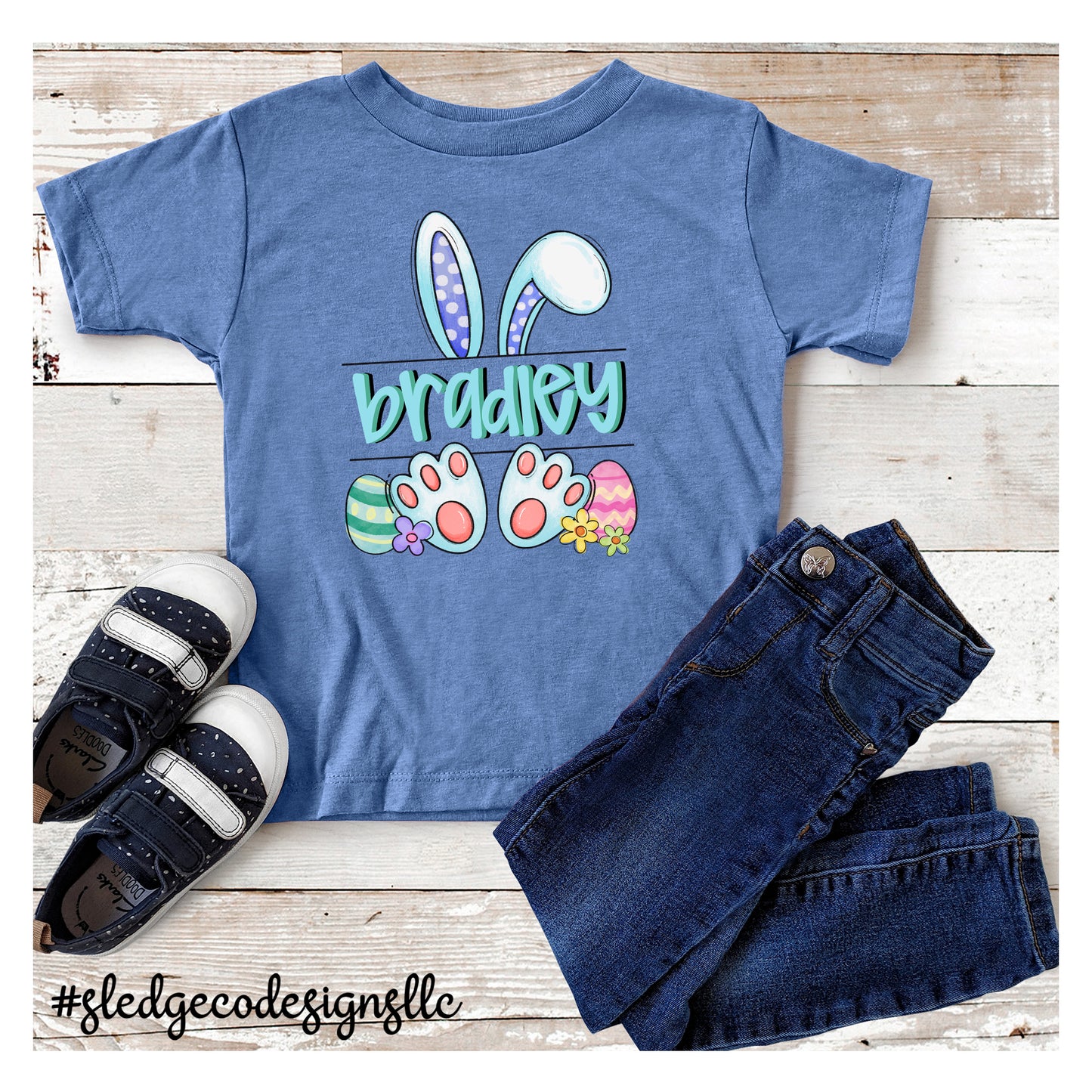 Easter Bunny Split Monogram | boy | Christian Easter Tshirt | YOUTH - TODDLER - INFANT Custom TSHIRT