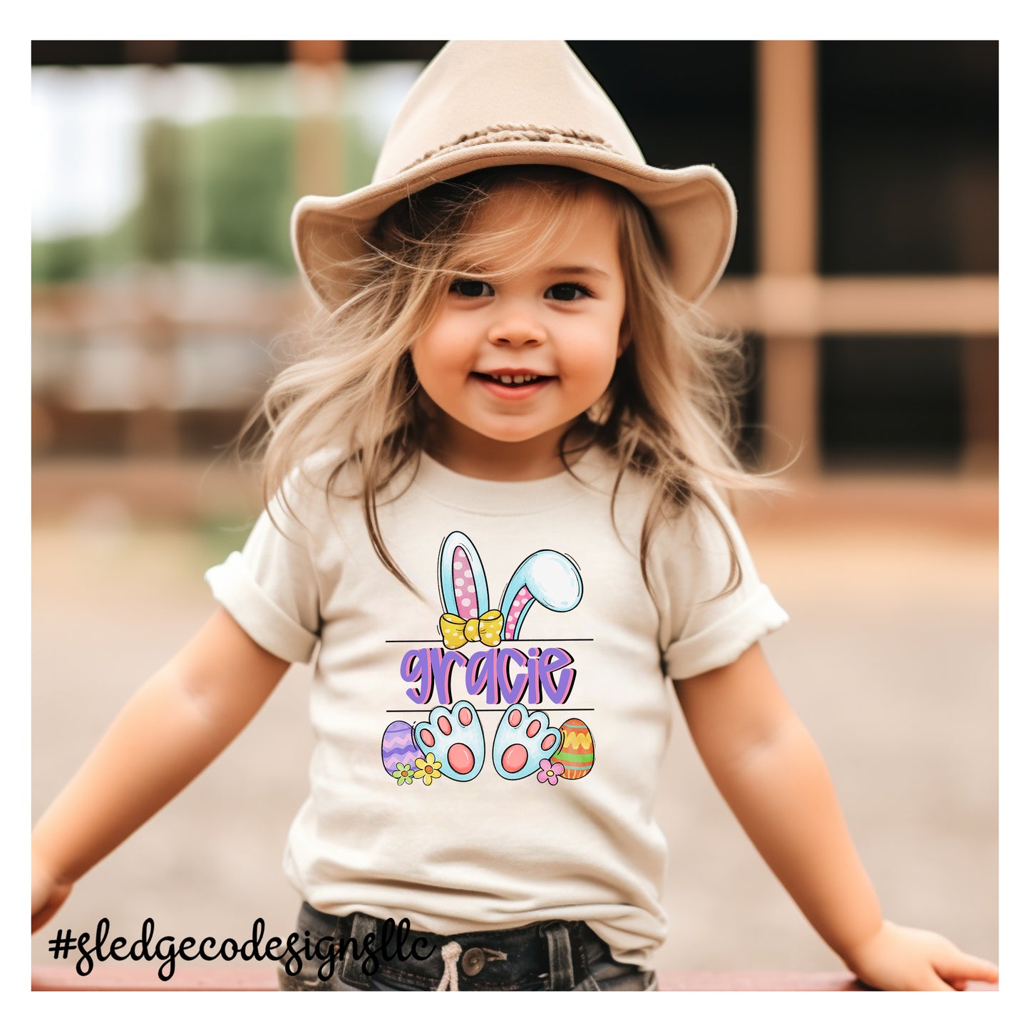 Easter Bunny Split Monogram | girl | Christian Easter Tshirt | YOUTH - TODDLER - INFANT Custom TSHIRT