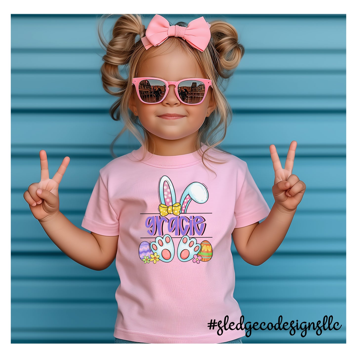 Easter Bunny Split Monogram | girl | Christian Easter Tshirt | YOUTH - TODDLER - INFANT Custom TSHIRT