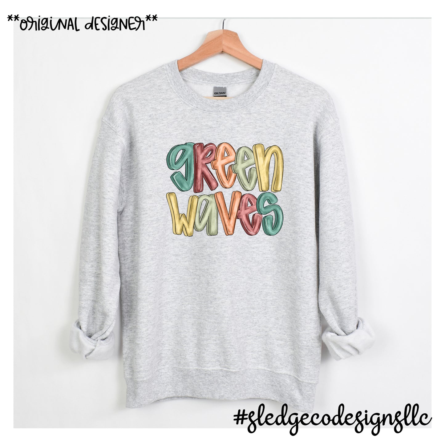 NORTH DELTA GREEN WAVES | FALL DOODLE | Custom SWEATSHIRT