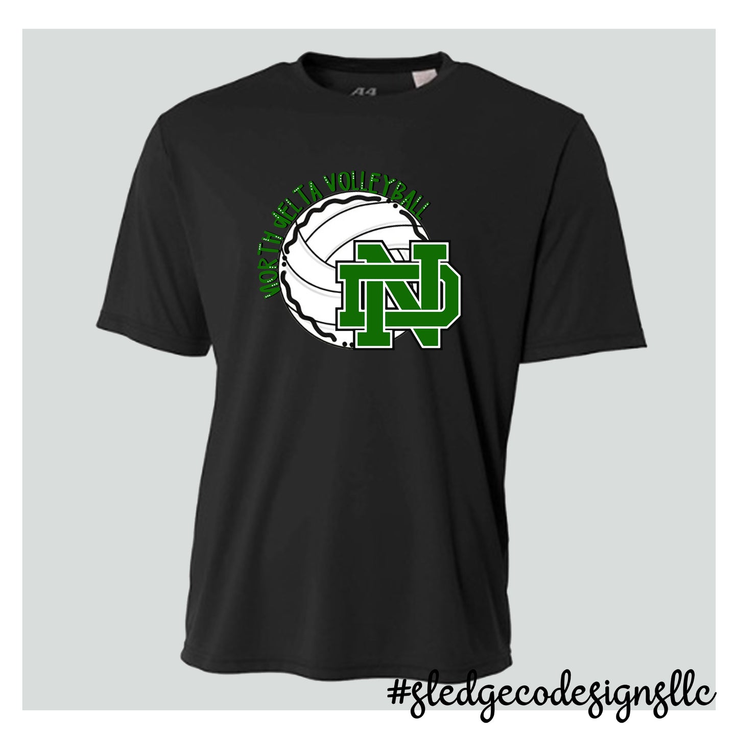 NORTH DELTA GREENWAVES VOLLYBALL | HANDDRAWN | A4 DRI-FIT CUSTOM Unisex Tshirt