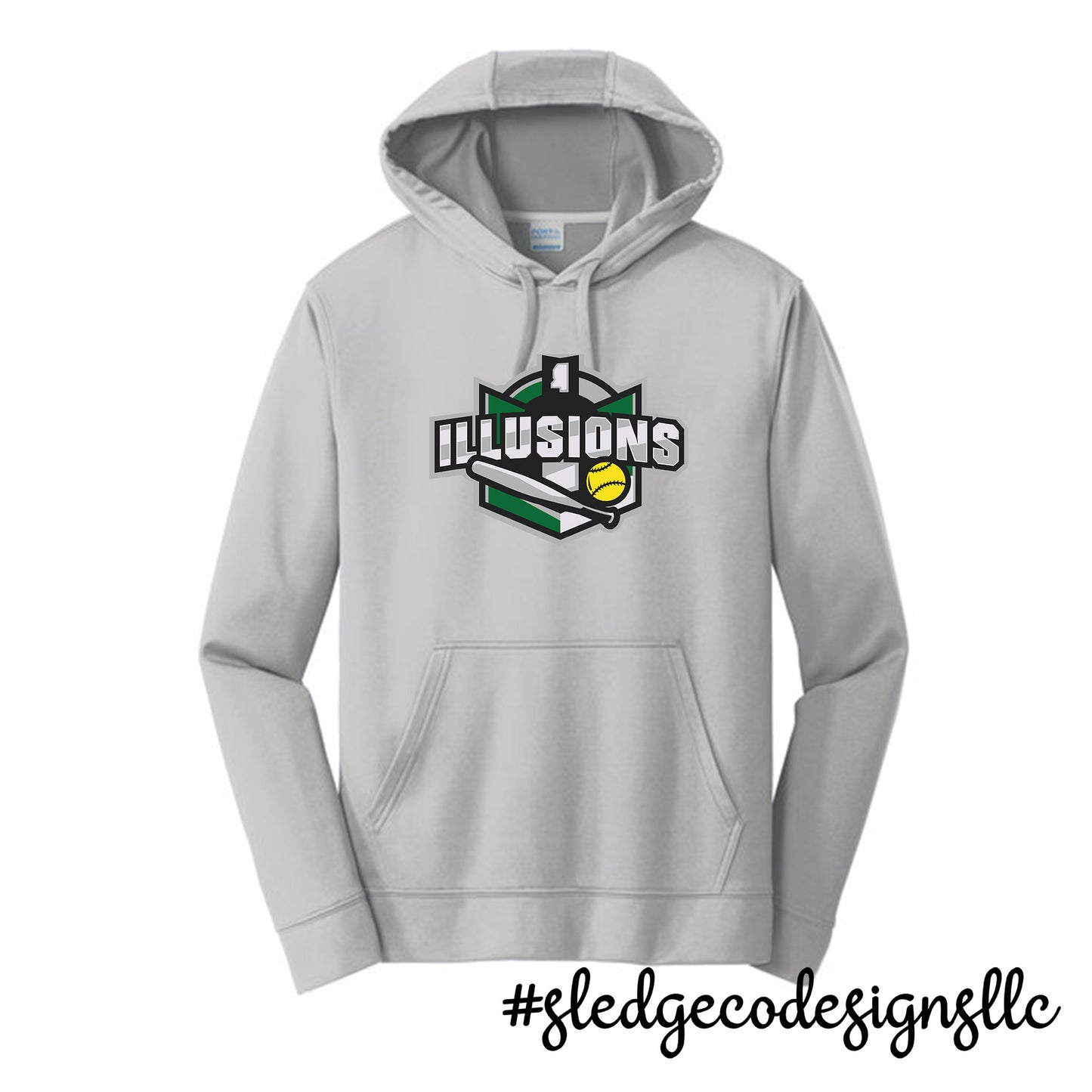 Illusions Softball | FULL LOGO | PERFORMACE DRI-FIT Fleece Pullover Hoodie