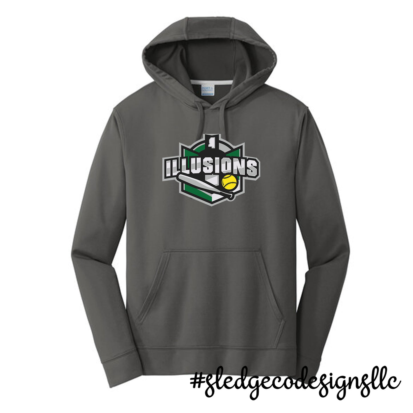 Illusions Softball | FULL LOGO | PERFORMACE DRI-FIT Fleece Pullover Hoodie