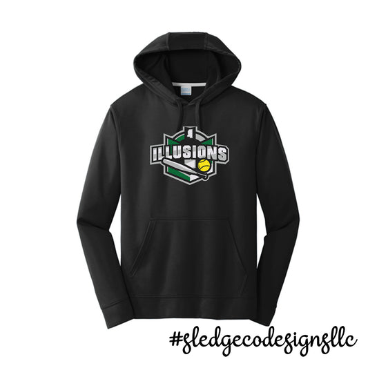 Illusions Softball | FULL LOGO | PERFORMACE DRI-FIT Fleece Pullover Hoodie