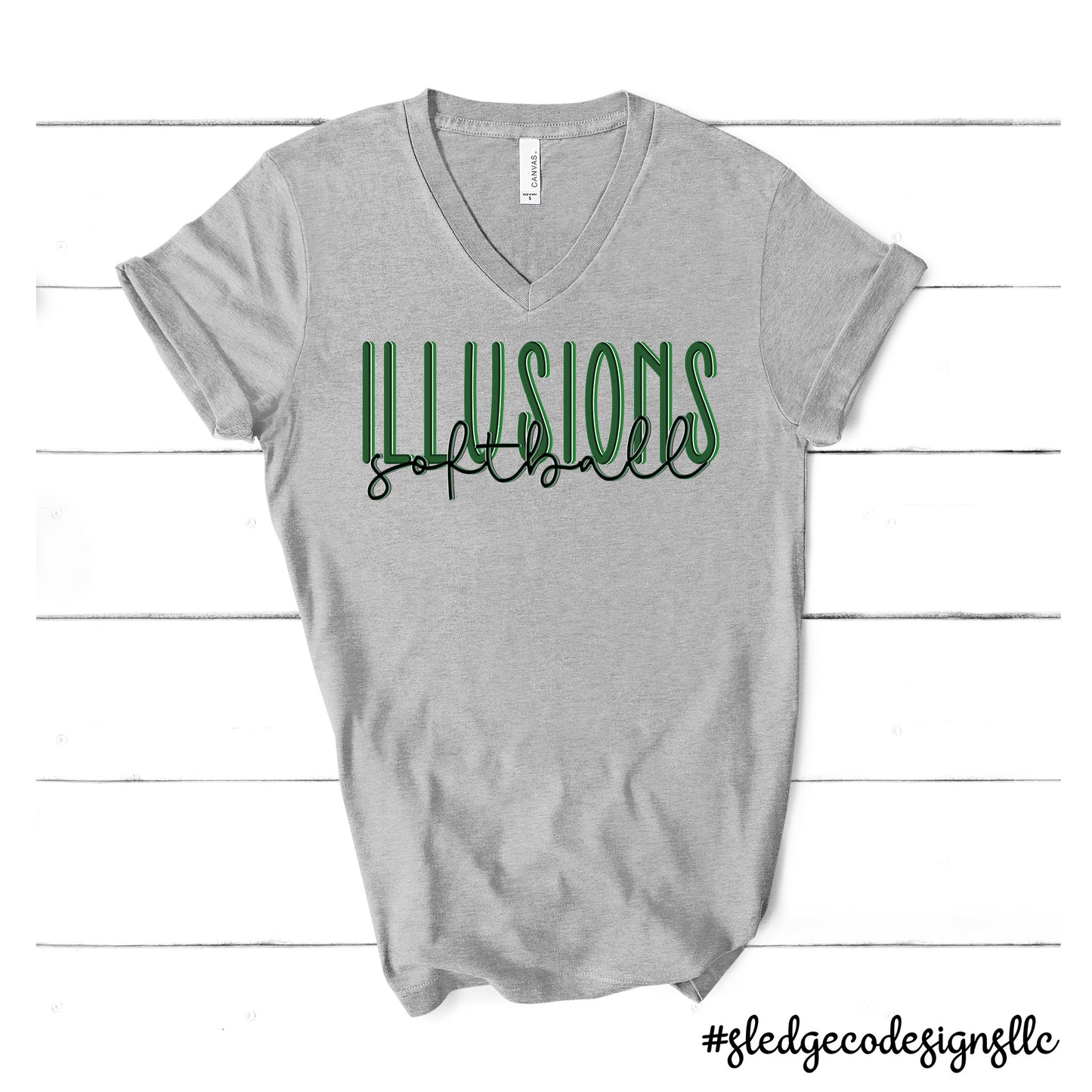ILLUSIONS SOFTBALL DUO | CUSTOM UNISEX VNECK TEE