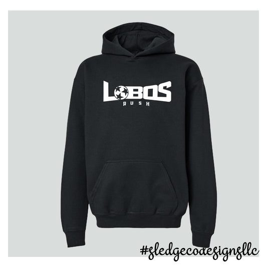 LOBOS SOCCER  | BLACK | CUSTOM UNISEX HOODIE | MADE TO ORDER