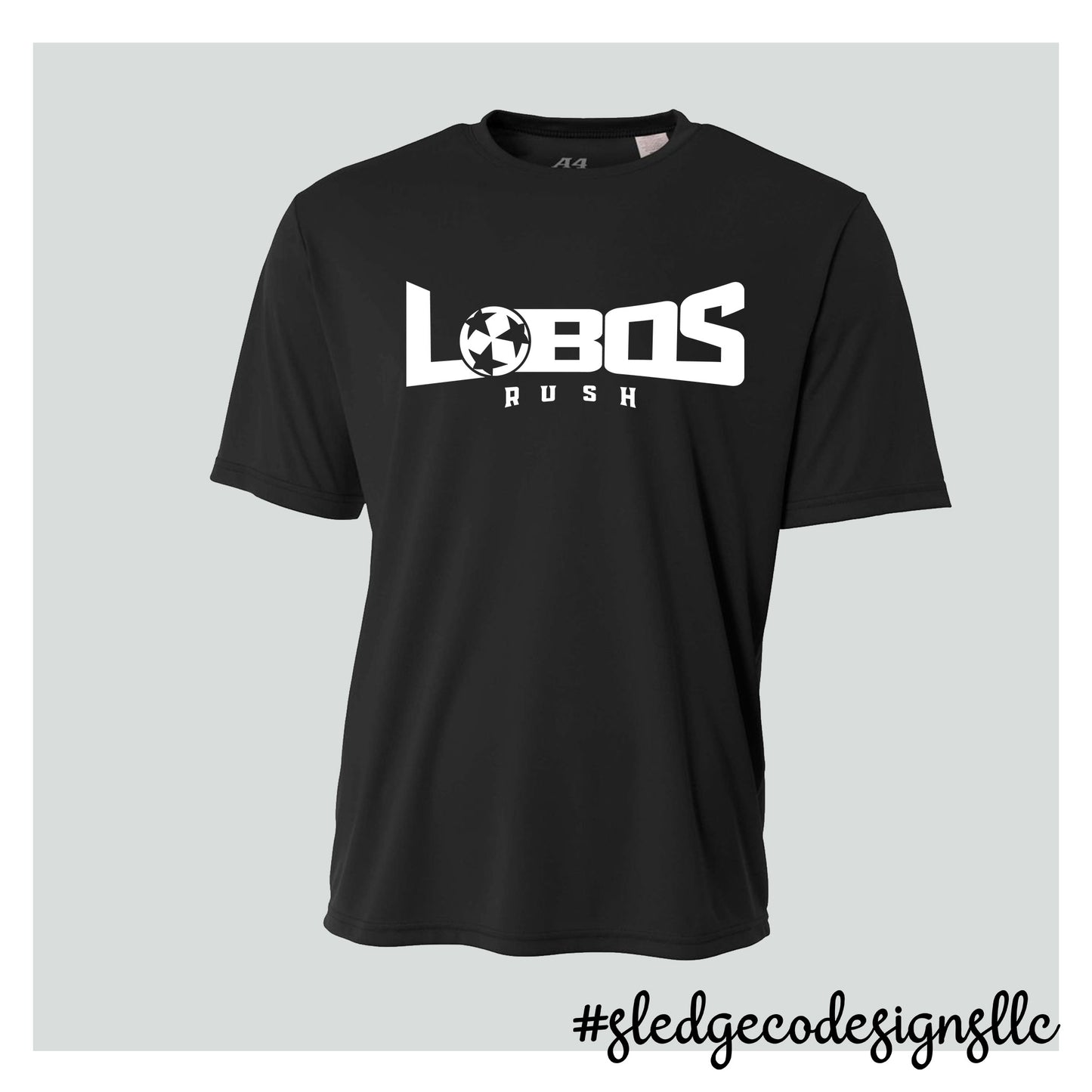 LOBOS SOCCER | BLACK + WHITE | WARM-UP PRACTICE | A4 DRI-FIT TSHIRT