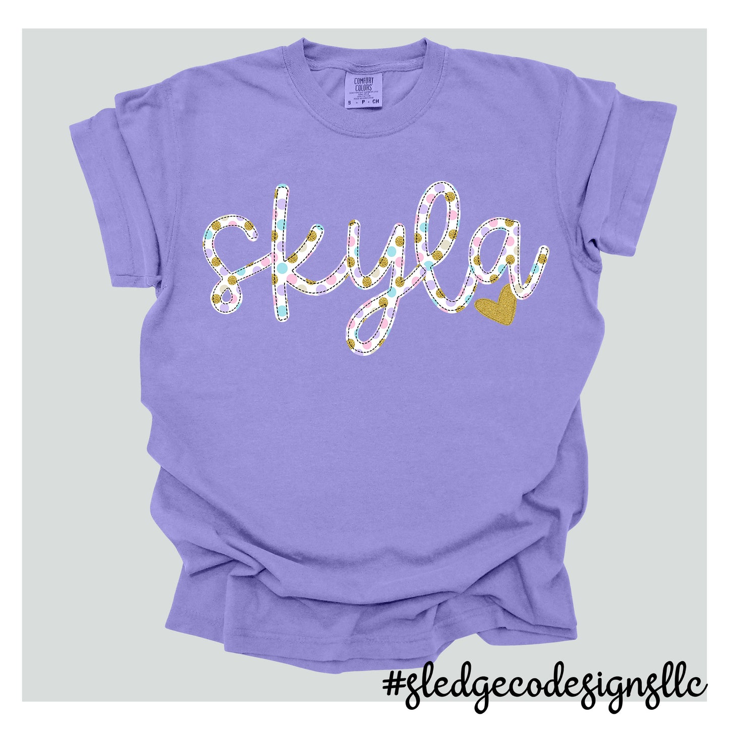 Personalized Name Shirts for MOM AND ME  | GIRL DOODLE POLKA DOT NAME TEE | CUSTOM TSHIRT