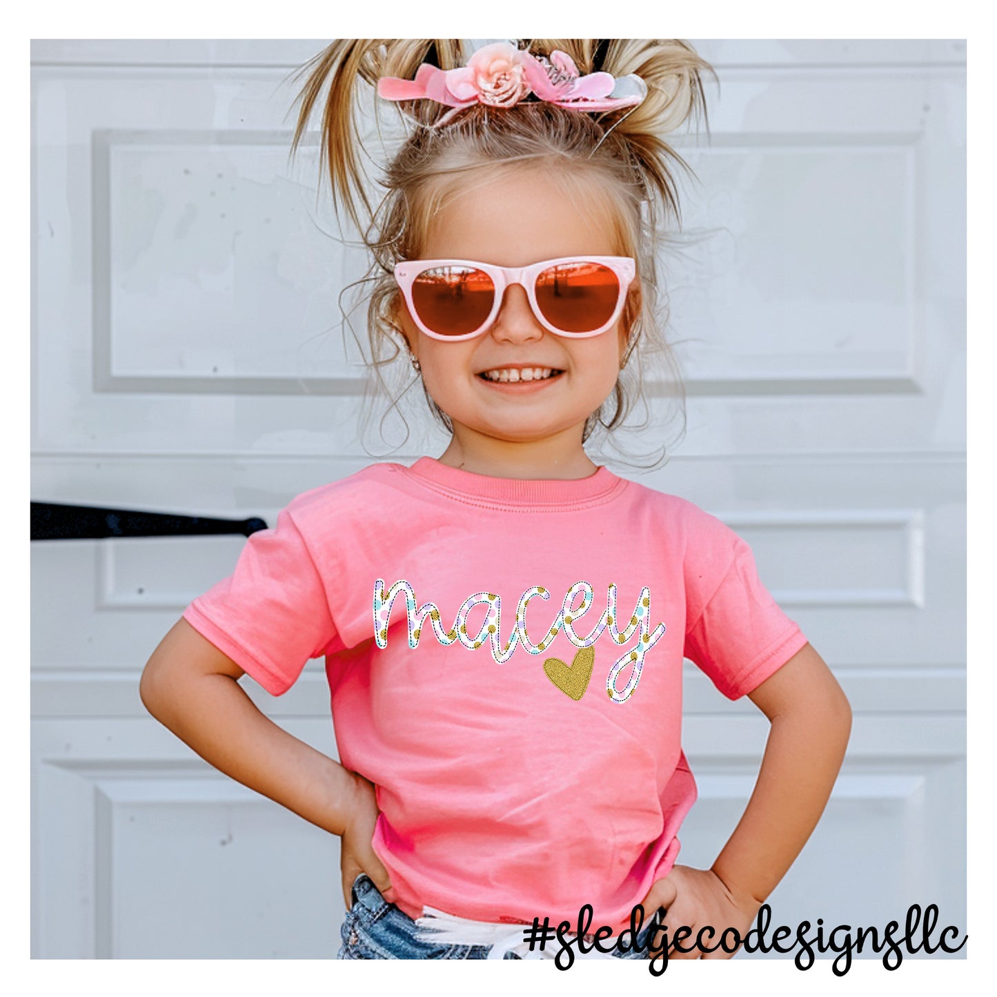 Personalized Name Shirts for MOM AND ME  | GIRL DOODLE POLKA DOT NAME TEE | CUSTOM TSHIRT