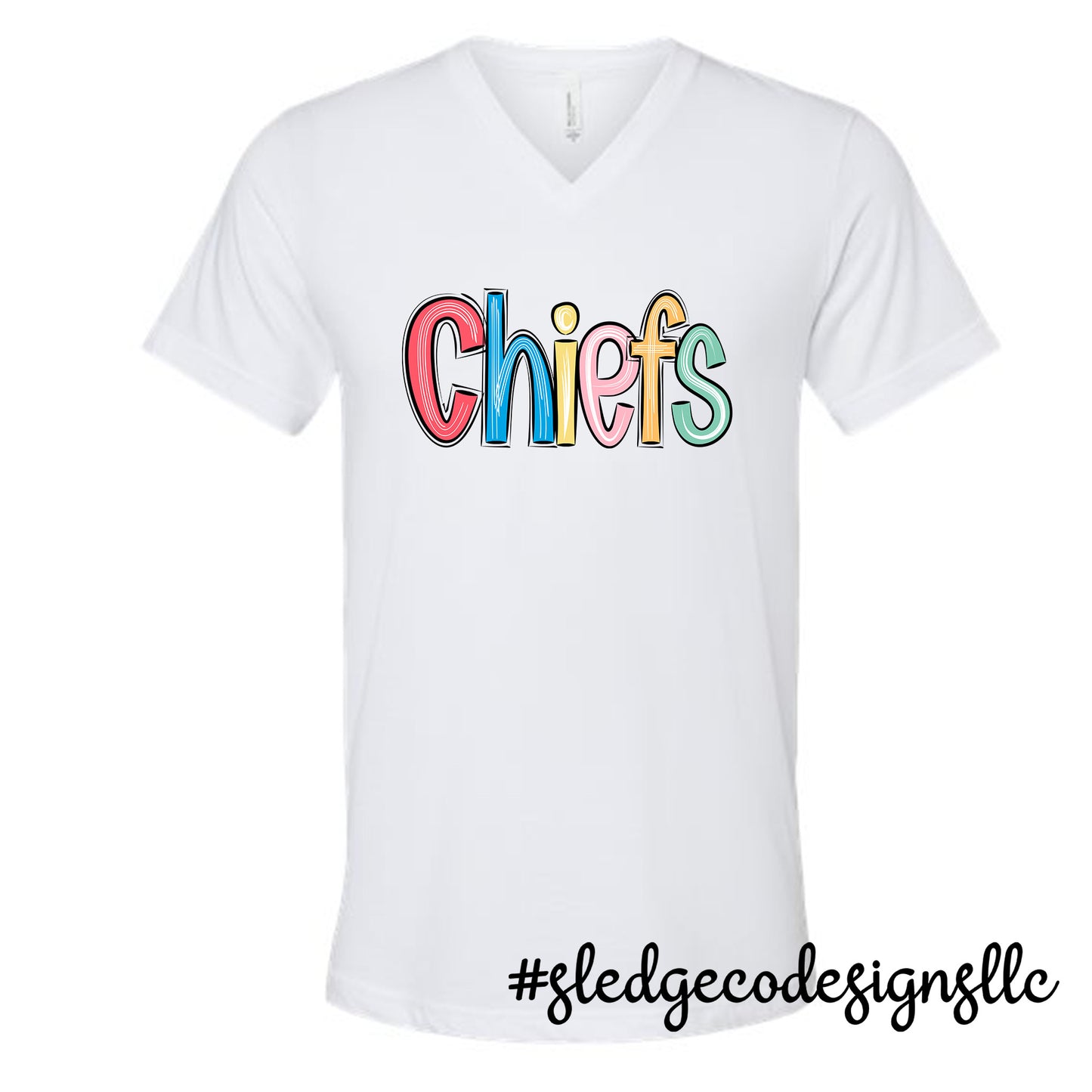 MAGNOLIA HEIGHTS CHIEFS | SKETCHED DOODLE | Custom Unisex VNECK Tshirt