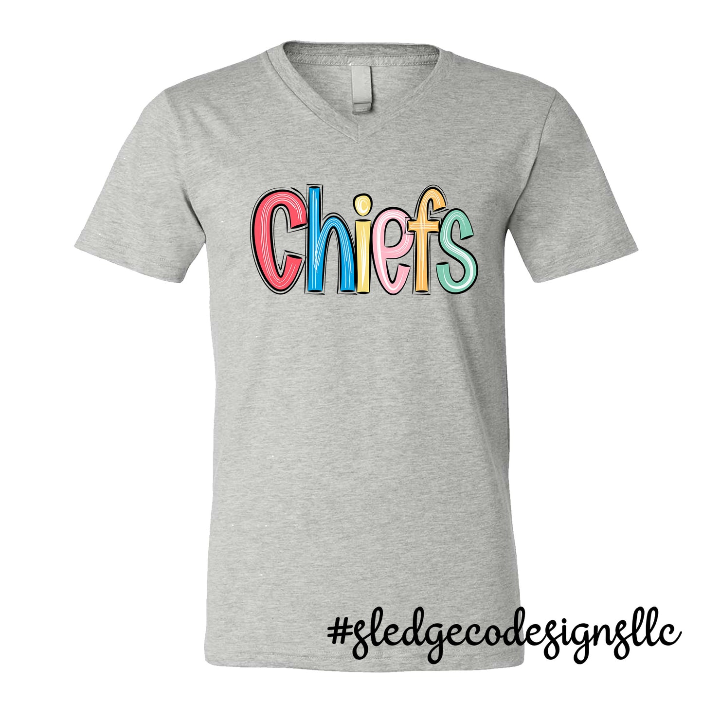 MAGNOLIA HEIGHTS CHIEFS | SKETCHED DOODLE | Custom Unisex VNECK Tshirt