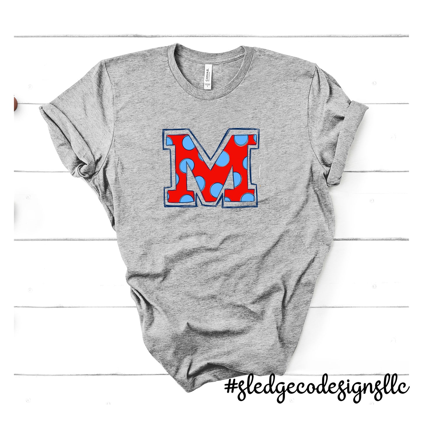 M POLKA DOT | MARSHALL | PATRIOTS | ADULT - YOUTH - TODDLER | UNISEX Custom Tshirt