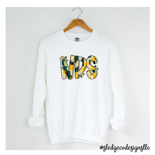NDS | PAINTED GREEN & GOLD | HALD DRAWN | CUSTOM SWEATSHIRT