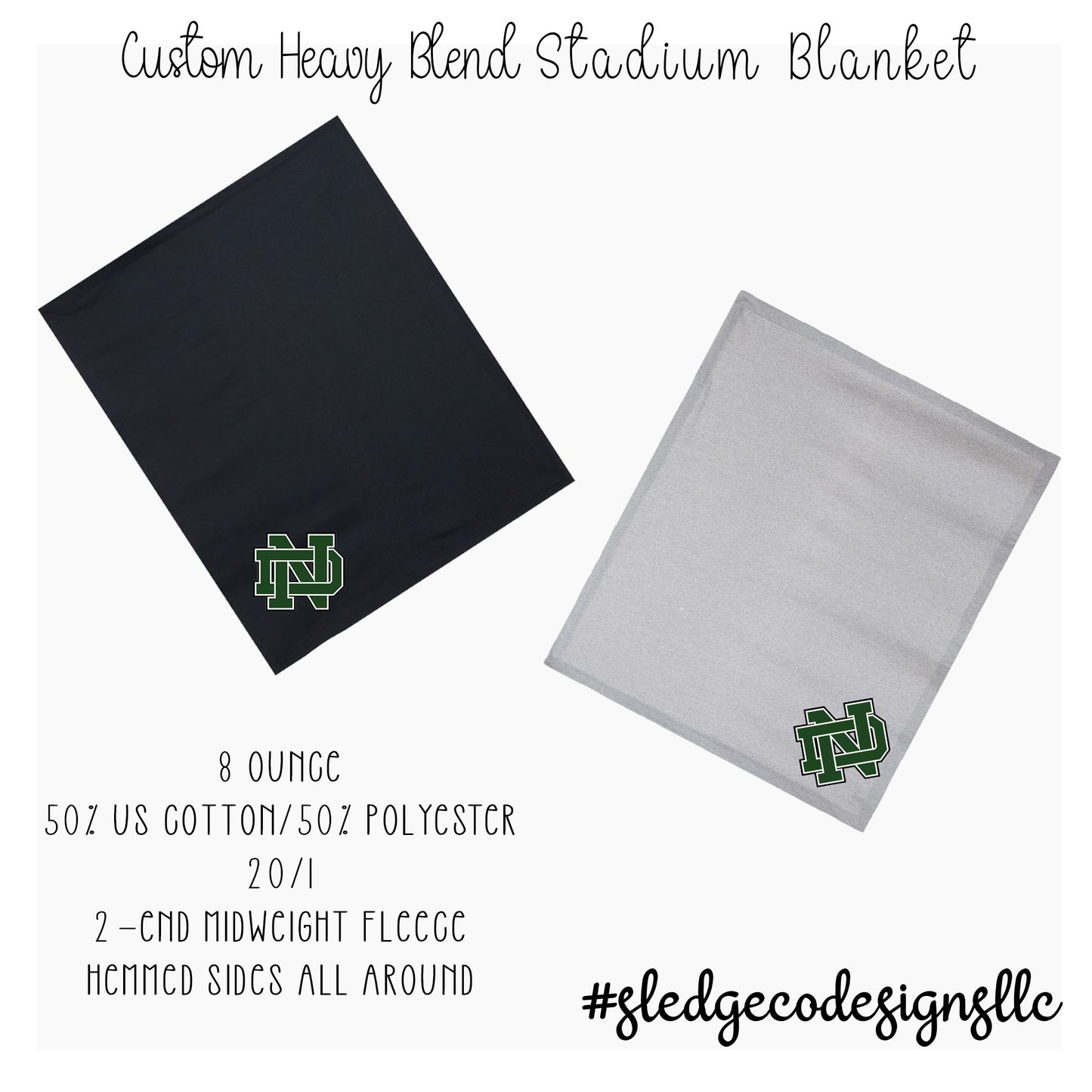 NORTH DELTA GREEN WAVES | Heavy Blend Stadium Blanket | MADE TO ORDER