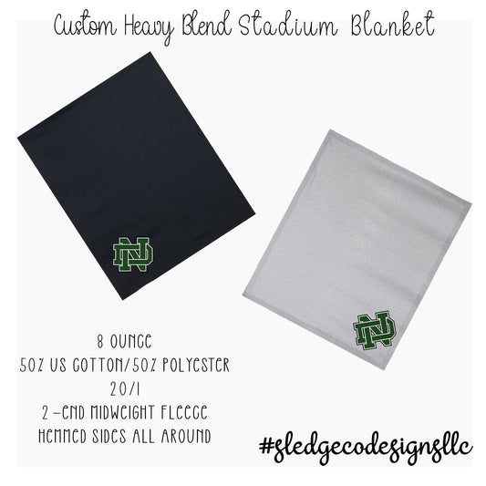 NORTH DELTA GREEN WAVES | Heavy Blend Stadium Blanket | MADE TO ORDER