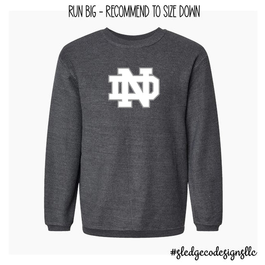 NORTH DELTA | CORDED CREWNECK - BLACK AND WHITE