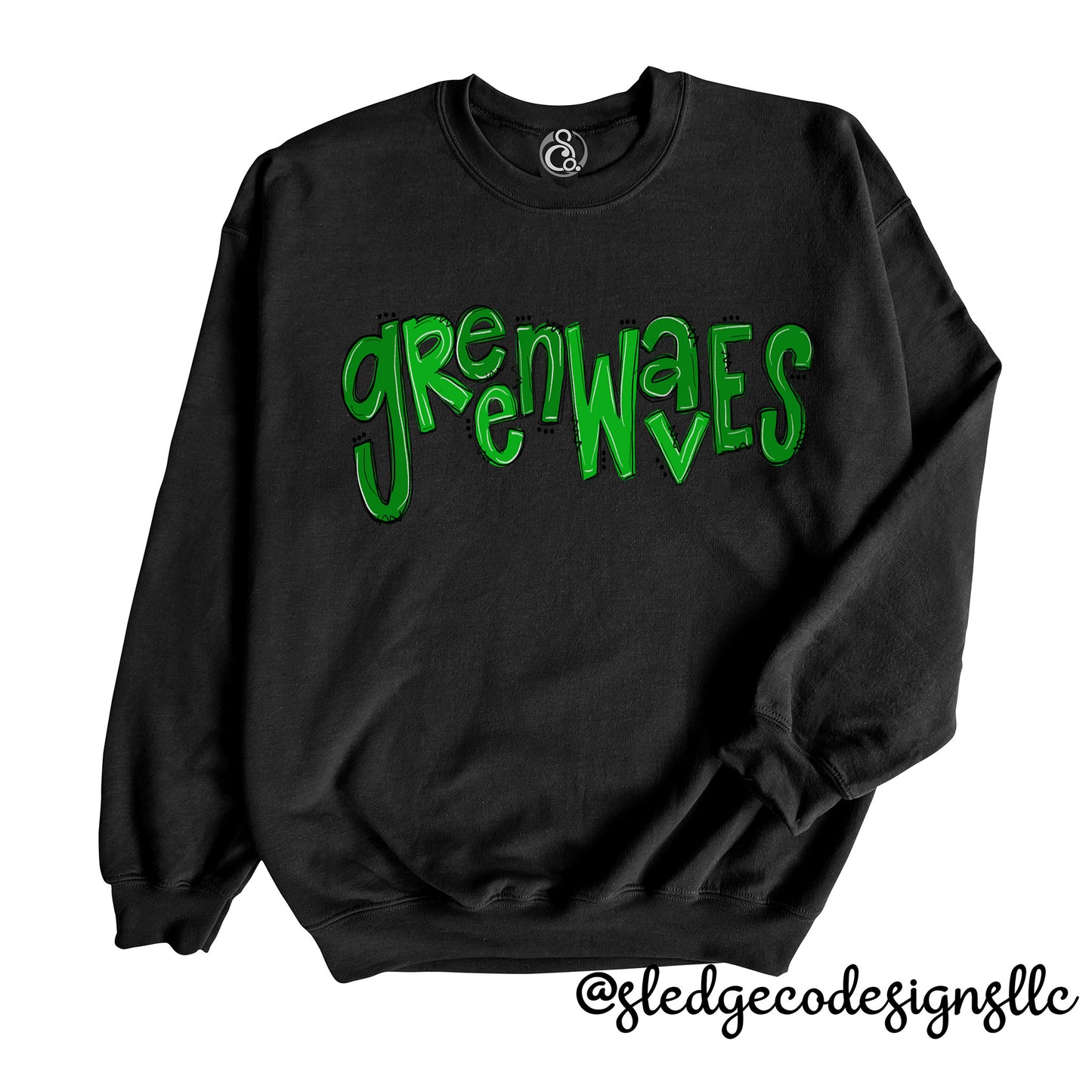EXCLUSIVE: North Delta Green Waves -  HAND DRAWN | Custom Unisex SWEATSHIRT