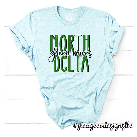 NORTH DELTA GREEN WAVES | Custom Unisex Tshirt