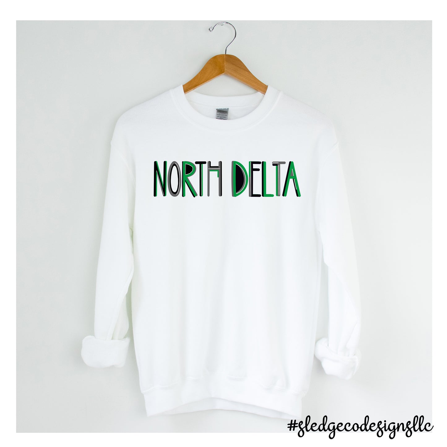 NORTH DELTA GREENWAVES | HAND LETTERED | CUSTOM UNISEX SWEATSHIRT