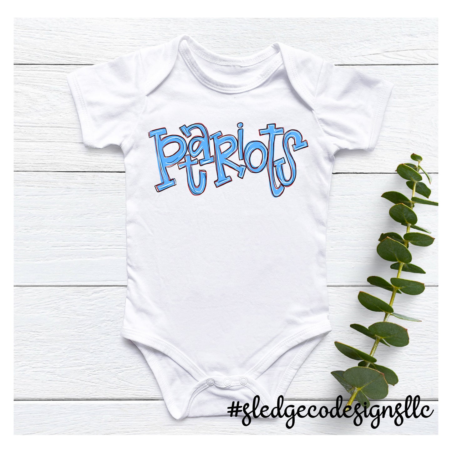 PATRIOTS HAND DRAWN SKETCHED | Infant Jersey Short Sleeve One Piece