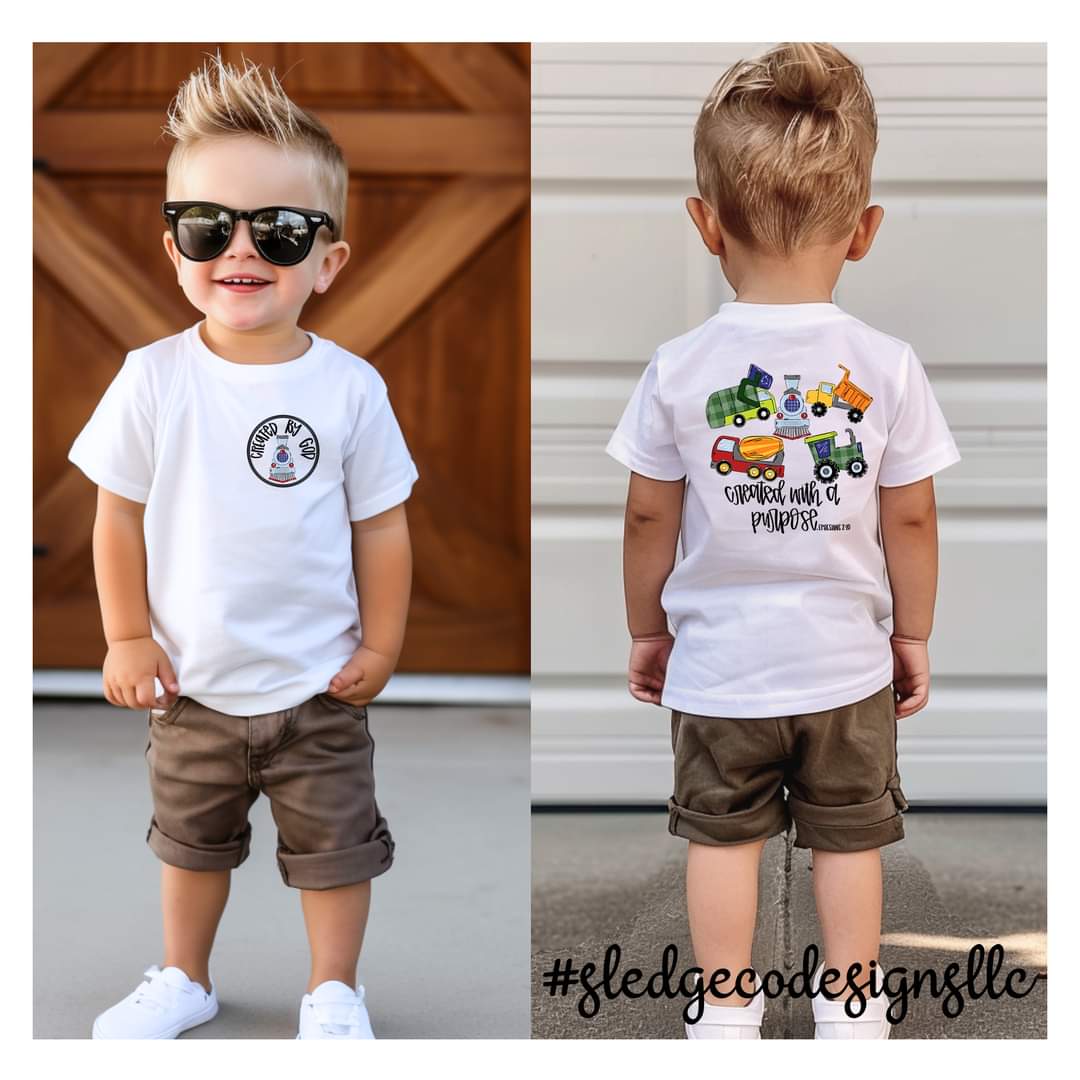 CREATED BY GOD CHOO CHOO TRAIN | ADULT = YOUTH - TODDLER - INFANT Custom TSHIRT