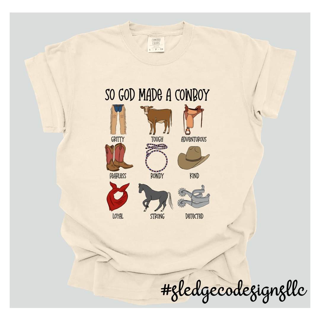 GOD MADE A COWBOY | WESTERN CUTE SOUTHERN ADULT - YOUTH - TODDLER - INFANT Custom TSHIRT