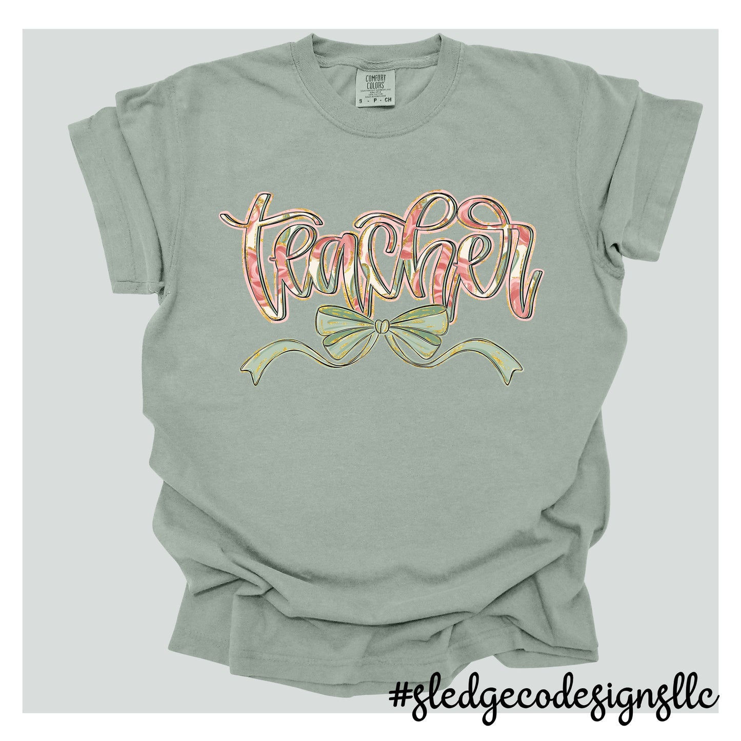 TEACHER BOHO FLORAL RIBBON | Custom Unisex TSHIRT