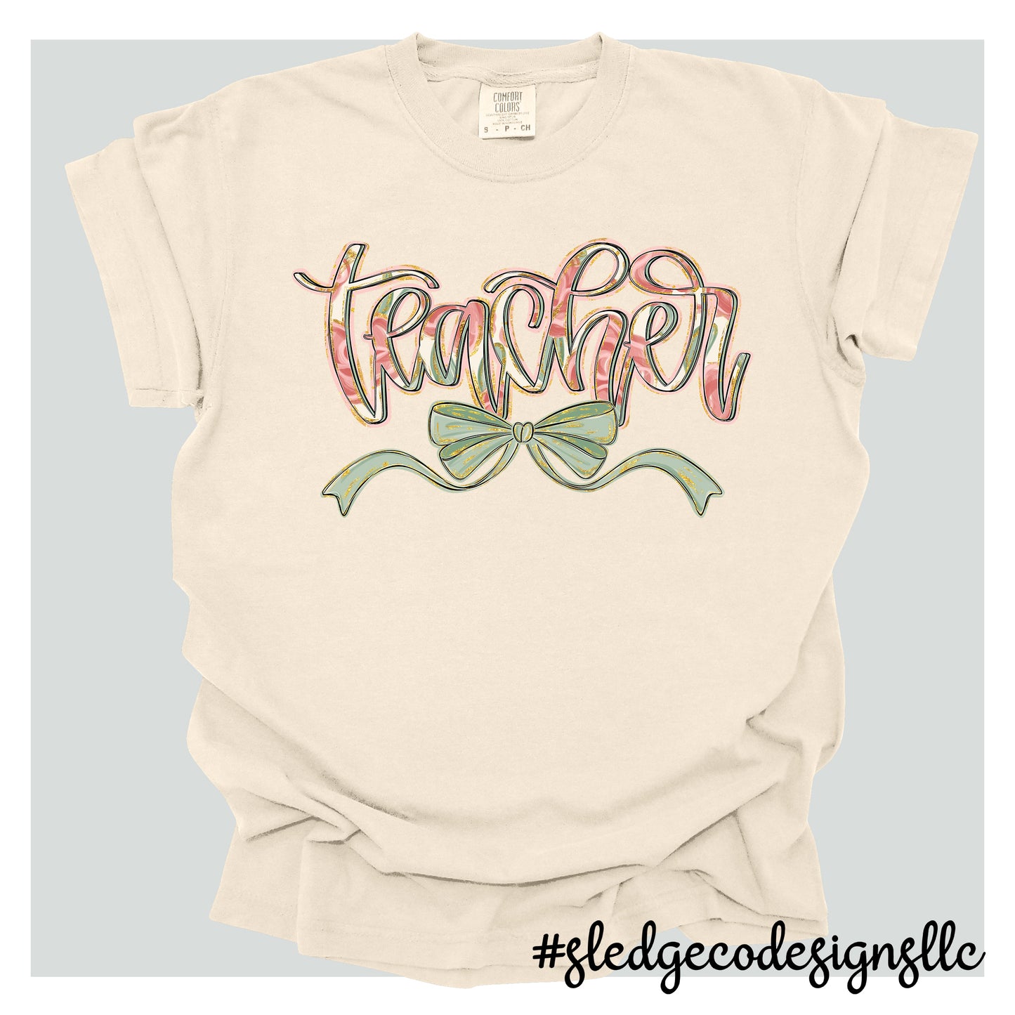 TEACHER BOHO FLORAL RIBBON | Custom Unisex TSHIRT