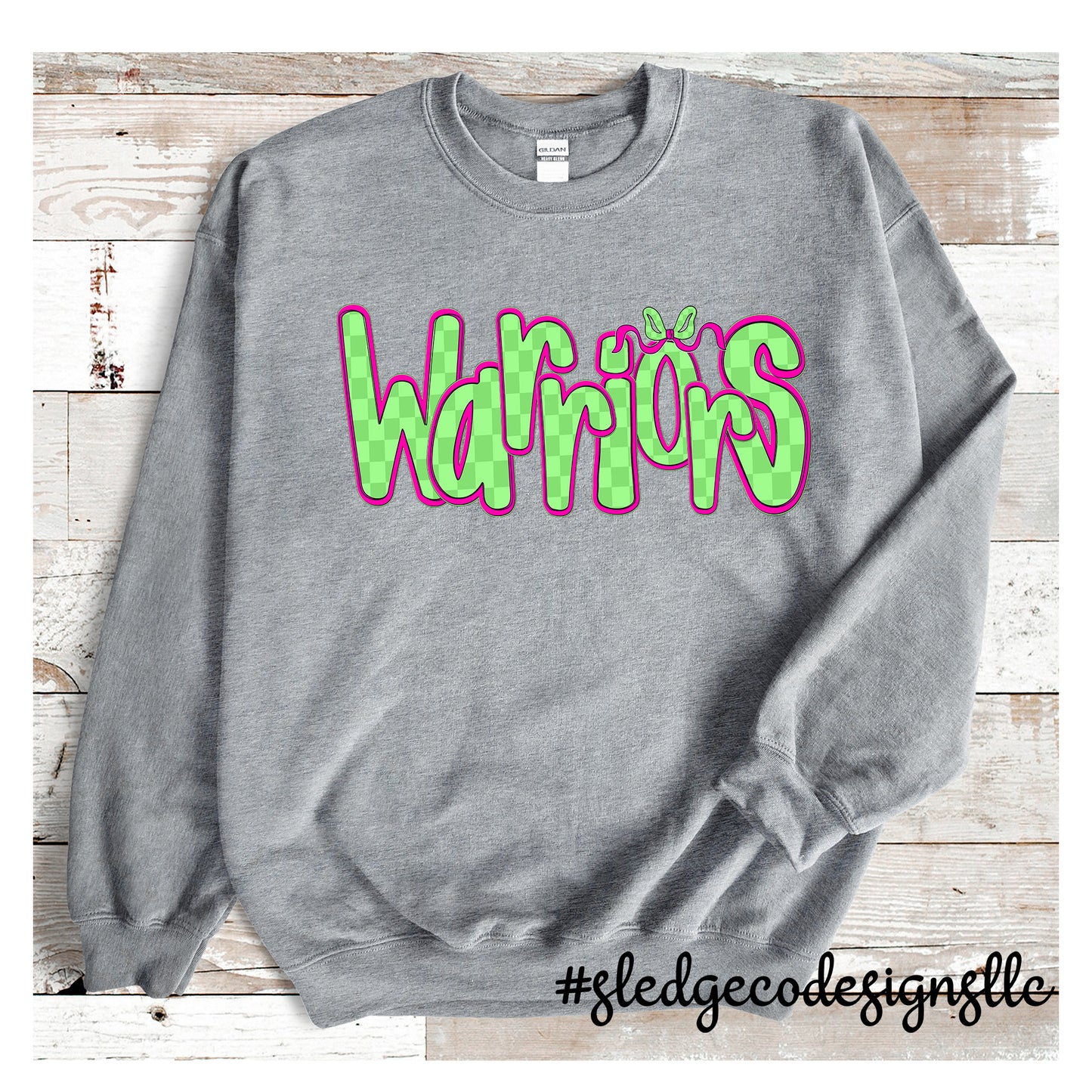WARRIORS GREEN AND PINK CHECKERED | UNISEX SWEATSHIRT