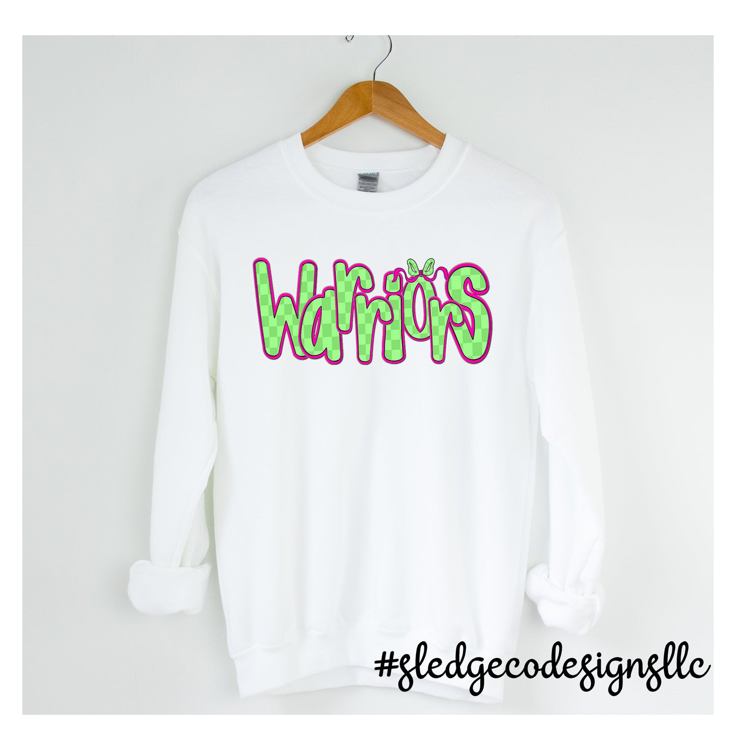 WARRIORS GREEN AND PINK CHECKERED | UNISEX SWEATSHIRT