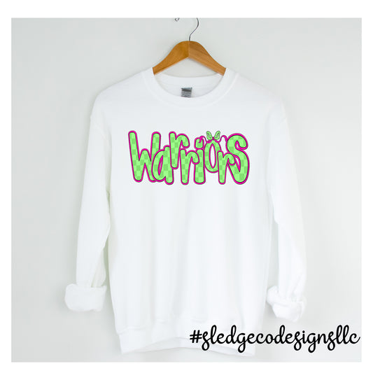 WARRIORS GREEN AND PINK CHECKERED | UNISEX SWEATSHIRT