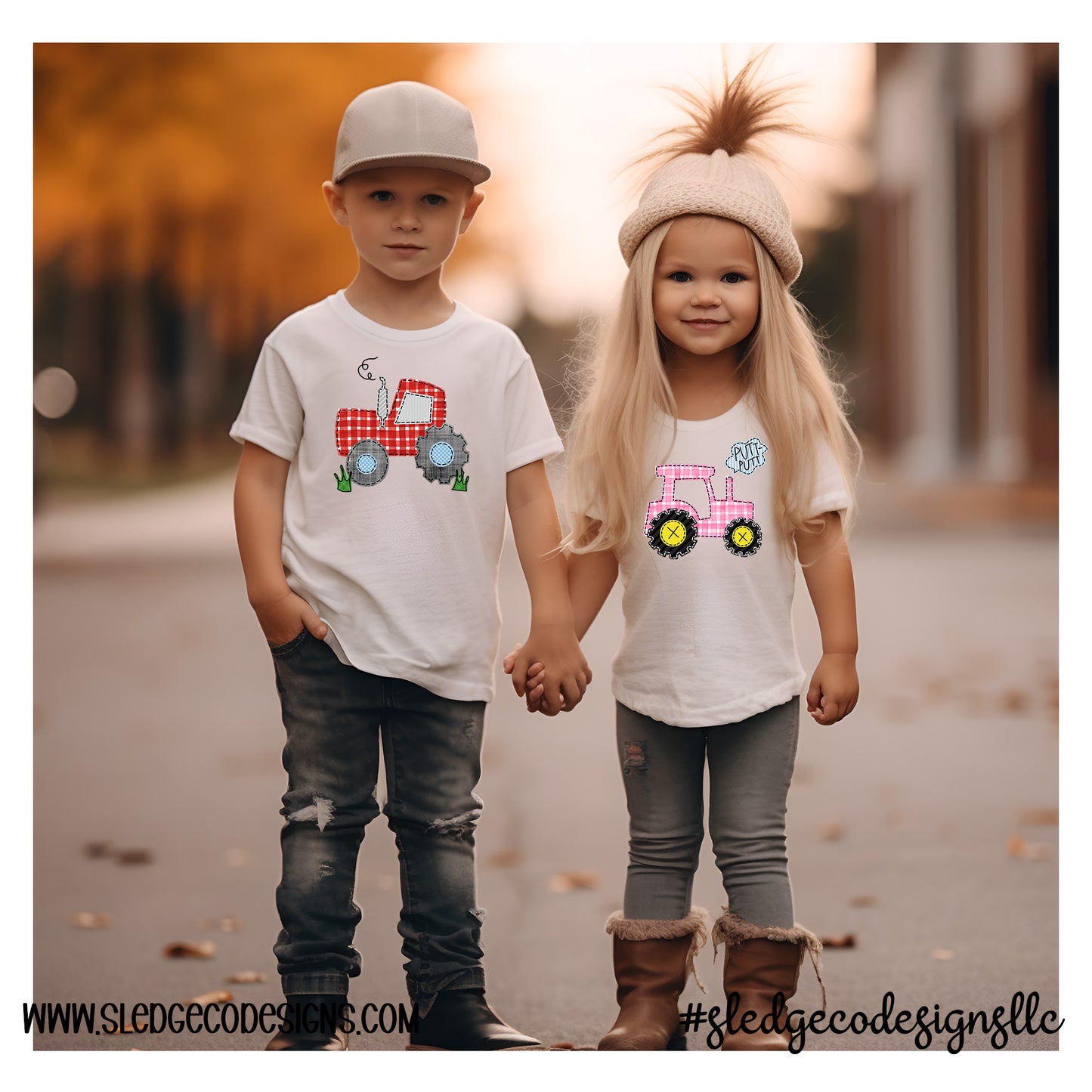 PINK Tractor Faux Applique | Southern GIRLS Tee  | GIRLS CUSTOM YOUTH | TODDLER | CUSTOM TSHIRT