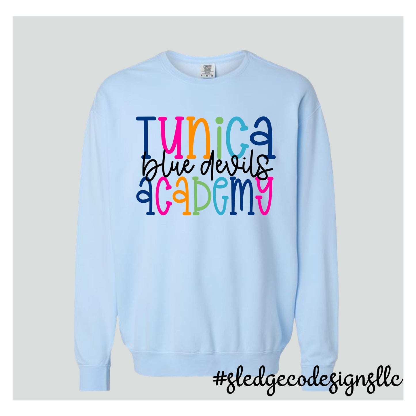 TUNICA ACADEMY BLUE DEVILS | COLORFUL | COMFORT COLORS LIGHT WEIGHT SWEATSHIRT