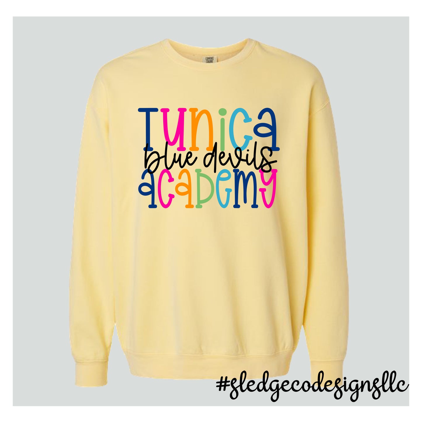 Tunica Academy | COLORFUL |  COMFORT COLORS LIGHT WEIGHT SWEATSHIRT