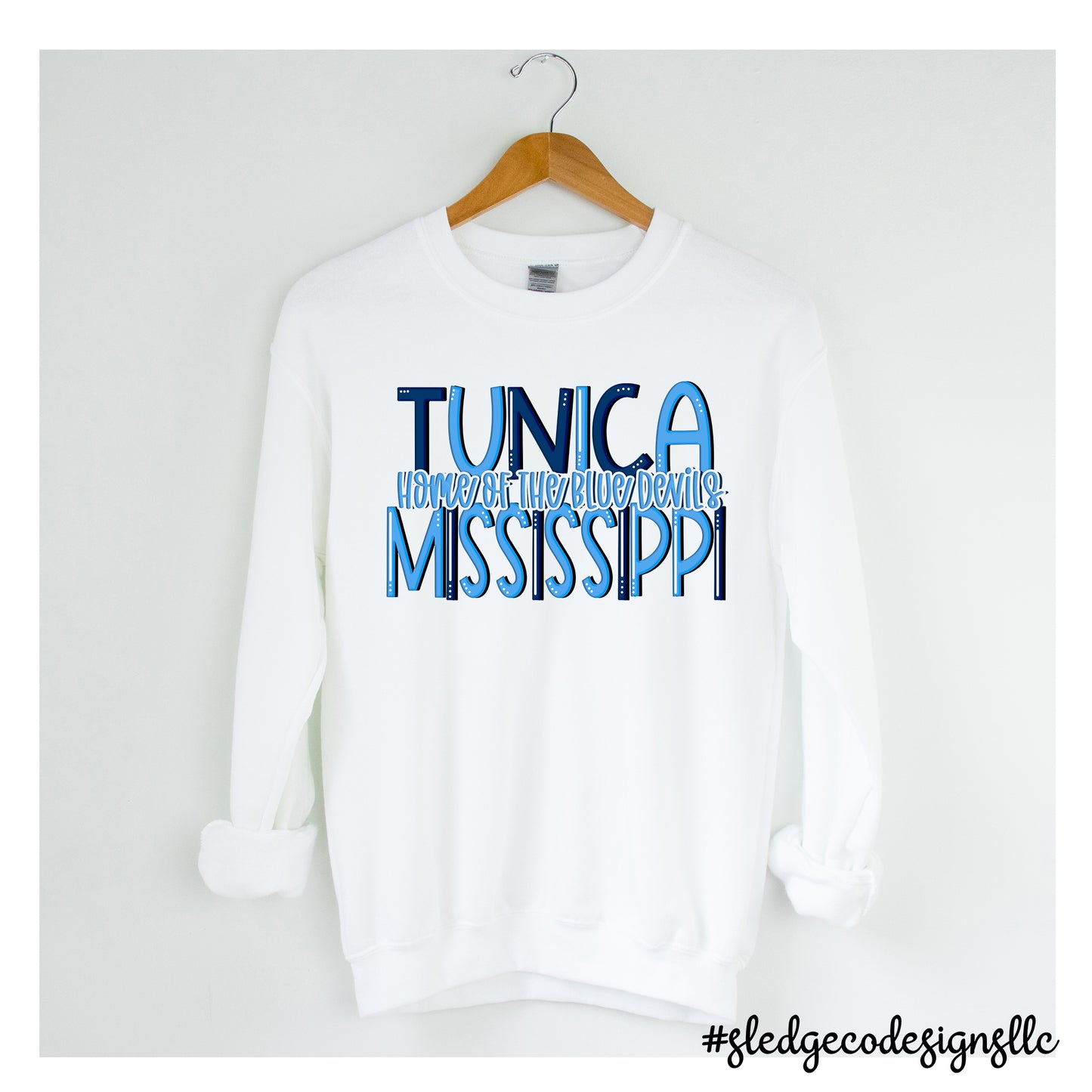 TUNICA MS HOME OF THE BLUE DEVILS DOODLE | UNISEX SWEATSHIRT
