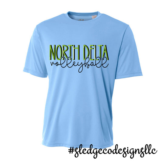 NORTH DELTA GREENWAVES VOLLEYBALL | DUO LIGHT BLUE | A4 DRI-FIT CUSTOM Unisex Tshirt