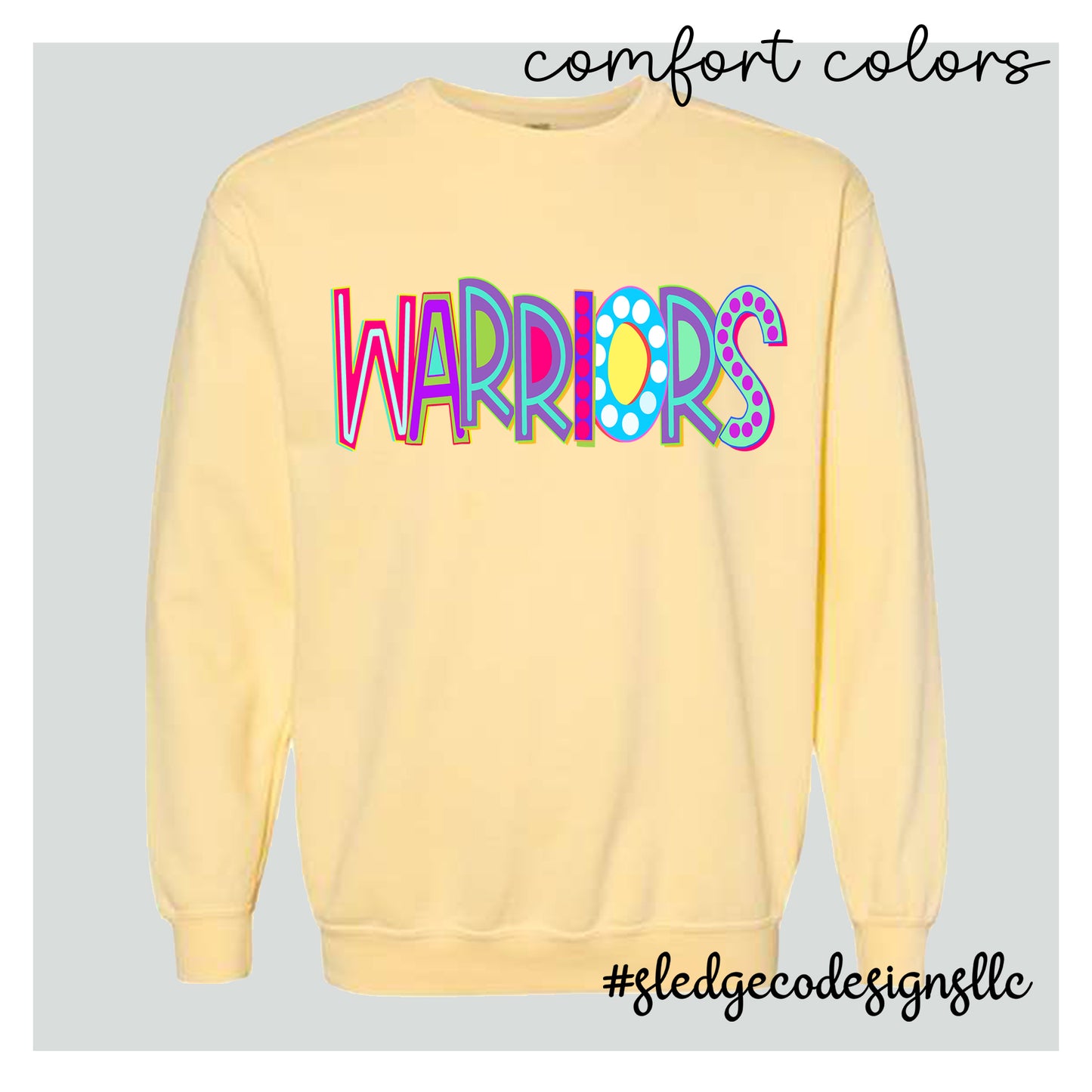 SENATOBIA WARRIORS | NEON | COMFORT COLORS | Unisex Garment-Dyed Crewneck Sweatshirt