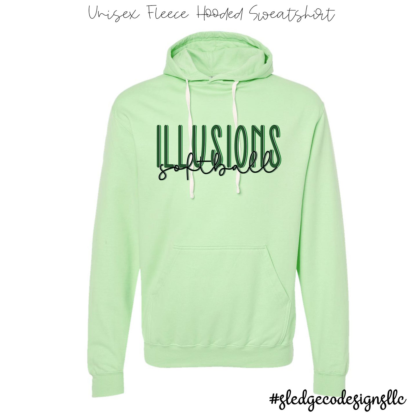 Illusions Softball DUO MINT GREEN | UNISEX FLEECE HOODIE