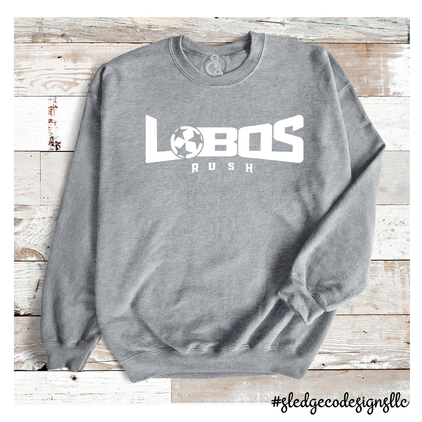 GREY - WHITE LOGO | LOBOS SOCCER UNISEX SWEATSHIRT | MADE TO ORDER